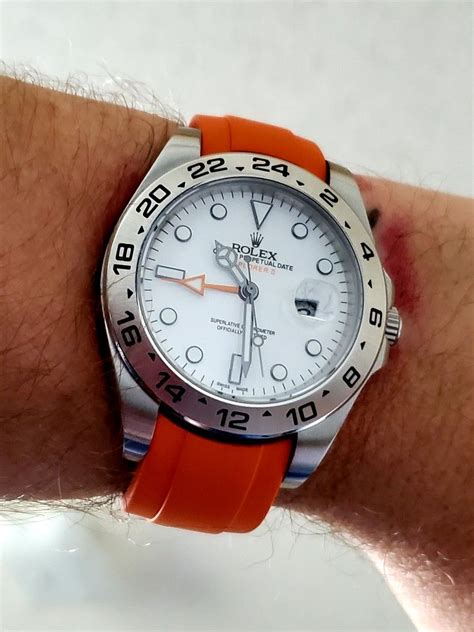 rolex explorer 2 white on orange strap|Rolex explorer 2 strap options.